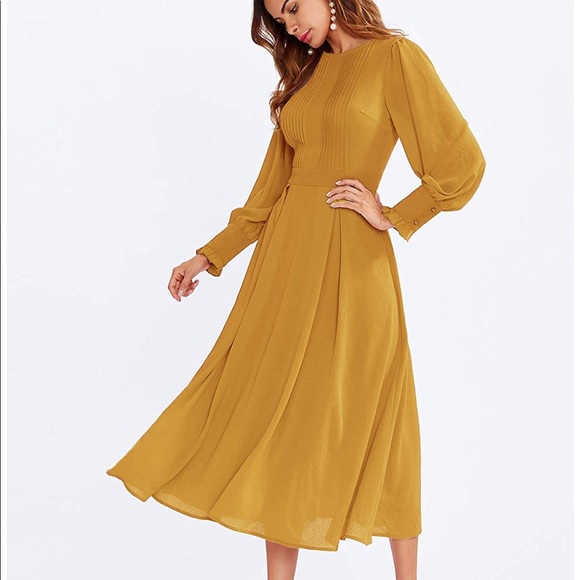 Mustard Yellow Midi Dress - Picture 2 of 3